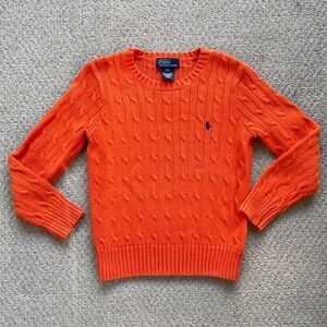 Polo by Ralph Lauren Orange Crewneck Cable Knit Sweater Size 6